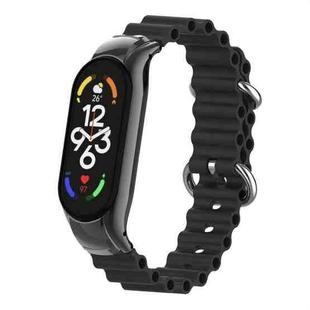 For Xiaomi Mi Band 7 Marine Silicone Breathable Watch Band(Black)