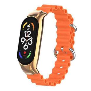 For Xiaomi Mi Band 7 Marine Silicone Breathable Watch Band(Orange)