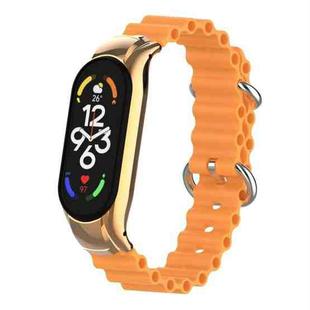 For Xiaomi Mi Band 7 Marine Silicone Breathable Watch Band(Papaya Orange)