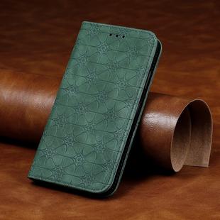 For iPhone 6 Plus Lucky Flowers Embossing Pattern Magnetic Horizontal Flip Leather Case with Holder & Card Slots(Dark Green)
