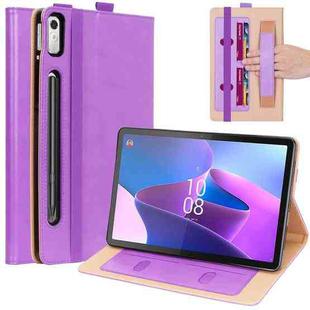 For Lenovo Tab P11 Pro Gen2 11.2 2022 TB132/138 Embossed Front Stand Leather Smart Tablet Case(Purple)