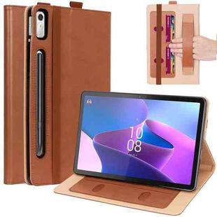 For Lenovo Tab P11 Pro Gen2 11.2 2022 TB132/138 Embossed Front Stand Leather Smart Tablet Case(Brown)