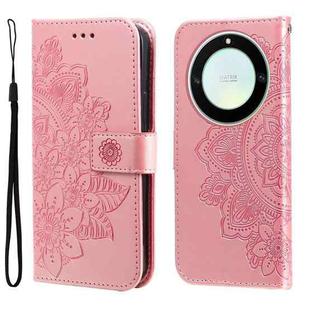 For Honor X9a/X40 5G/Magic5 Lite 7-petal Flowers Embossing Leather Phone Case(Rose Gold)