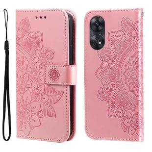 For OPPO Reno8 T 4G 7-petal Flowers Embossing Leather Phone Case(Rose Gold)
