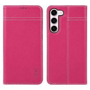 For Samsung Galaxy S23 5G GEBEI Top-grain Horizontal Flip Leather Phone Case(Rose Red)