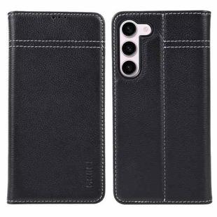 For Samsung Galaxy S23 5G GEBEI Top-grain Horizontal Flip Leather Phone Case(Black)