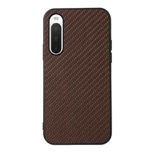 For Sony Xperia 10 V Carbon Fiber Texture PU Phone Case(Brown)