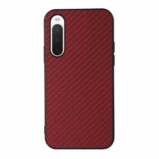 For Sony Xperia 10 V Carbon Fiber Texture PU Phone Case(Red)