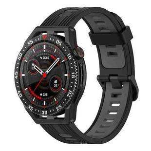 For Huawei Watch GT 3 SE 22mm Two-color Stripe Silicone Watch Band(Black Dark Grey)