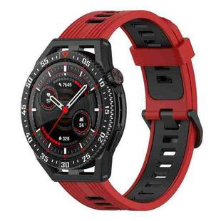 For Huawei Watch GT 3 SE 22mm Two-color Stripe Silicone Watch Band(Red Black)