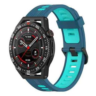 For Huawei Watch GT 3 SE 22mm Two-color Stripe Silicone Watch Band(Blue Teal)