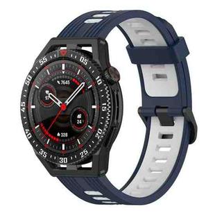 For Huawei Watch GT 3 SE 22mm Two-color Stripe Silicone Watch Band(Midnight Blue White)