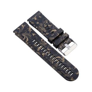 For Garmin Fenix 5X (26mm) / Fenix3 / Fenix3 HR Silicone Watch Band(Black Gold Flowers)