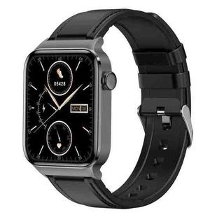 T50 1.85 inch Leather Band IP67 Waterproof Smart Watch Supports Voice Assistant / Health Monitoring(Black)
