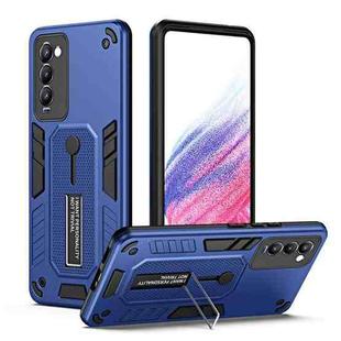 For Tecno Camon 18P Variety Brave Armor Finger Loop Holder Phone Case(Blue)