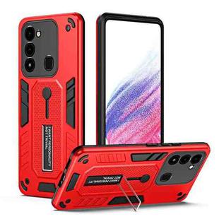 For Tecno Spark G0 2022 / Spark 8/9 Variety Brave Armor Finger Loop Holder Phone Case(Red)