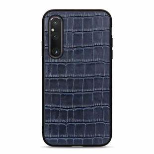 For Sony Xperia 1 V Crocodile Texture Genuine Leather Phone Case(Blue)