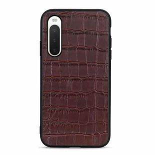 For Sony Xperia 10 V Crocodile Texture Genuine Leather Phone Case(Brown)