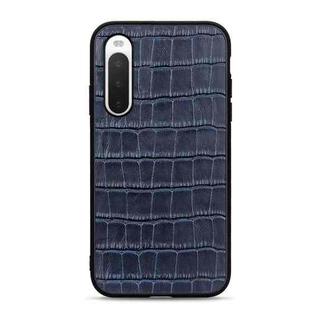 For Sony Xperia 10 V Crocodile Texture Genuine Leather Phone Case(Blue)