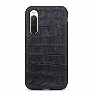 For Sony Xperia 10 V Crocodile Texture Genuine Leather Phone Case(Black)