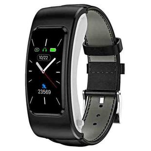 K60 1.08 inch Leather Band Earphone Detachable Life Waterproof Smart Watch Support Bluetooth Call(Black)