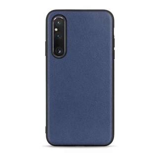 For Sony Xperia 1 V Lambskin Texture Genuine Leather Phone Case(Blue)