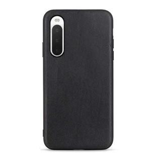 For Sony Xperia 10 V Lambskin Texture Genuine Leather Phone Case(Black)