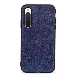 For Sony Xperia 10 V Litchi Texture Genuine Leather Phone Case(Blue)