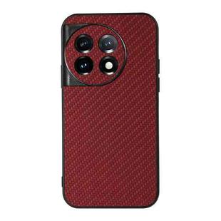 For OnePlus 11 5G Accurate Hole Carbon Fiber Texture PU Phone Case(Red)