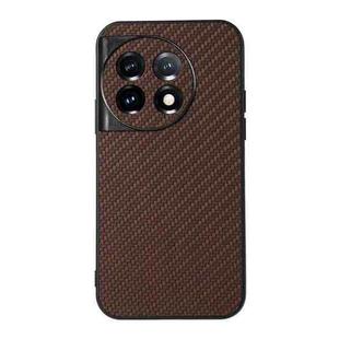 For OnePlus 11 5G Accurate Hole Carbon Fiber Texture PU Phone Case(Brown)