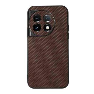 For OnePlus Ace 2 / 11R Accurate Hole Carbon Fiber Texture PU Phone Case(Brown)