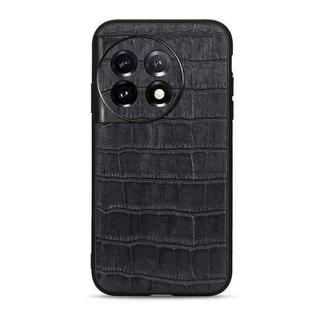 For OnePlus Ace 2 / 11R Accurate Hole Crocodile Texture Genuine Leather Phone Case(Black)