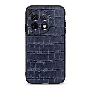 For OnePlus Ace 2 / 11R Accurate Hole Crocodile Texture Genuine Leather Phone Case(Blue)