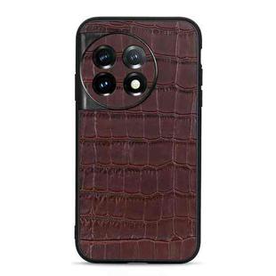 For OnePlus Ace 2 / 11R Accurate Hole Crocodile Texture Genuine Leather Phone Case(Brown)
