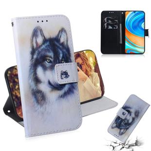 For Xiaomi Redmi Note 9 Pro Colored Drawing Horizontal Flip Leather Case with Holder & Card Slot & Wallet(White Wolf)