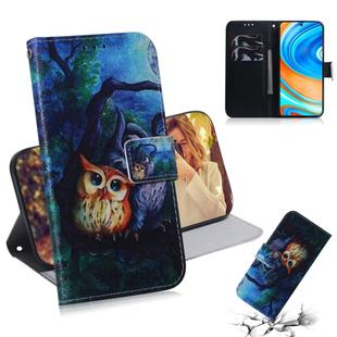For Xiaomi Redmi Note 9 Pro Colored Drawing Horizontal Flip Leather Case with Holder & Card Slot & Wallet(Oil Painting Owl)