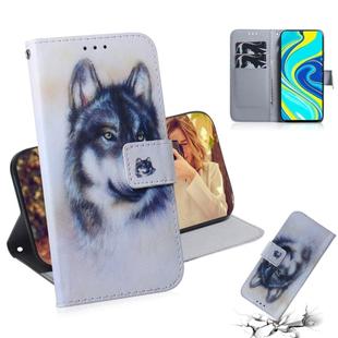 For Xiaomi Redmi Note 9S & Note 9 Pro Max Colored Drawing Horizontal Flip Leather Case with Holder & Card Slot & Wallet(White Wolf)