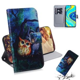 For Xiaomi Redmi Note 9S & Note 9 Pro Max Colored Drawing Horizontal Flip Leather Case with Holder & Card Slot & Wallet(Oil Painting Owl)