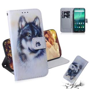 For Nokia 1.3 Colored Drawing Horizontal Flip Leather Case with Holder & Card Slot & Wallet(White Wolf)