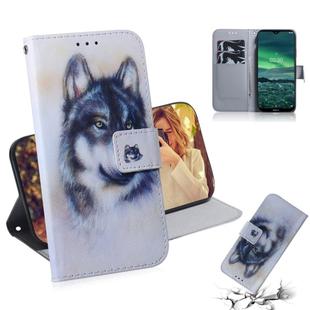 For Nokia 2.3 Colored Drawing Horizontal Flip Leather Case with Holder & Card Slot & Wallet(White Wolf)