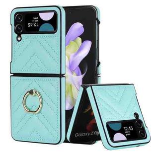 For Samsung Galaxy Z Flip4 V-shaped Folding Protective Phone Case with Rotating Ring(Blue)