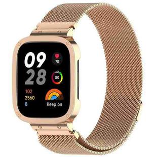 For Xiaomi Redmi Watch 3 / Mi Watch Lite 3 2 in 1 Milan Metal Watch Band with Watch Frame(Rose Gold)