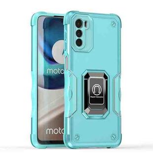 For Motorola Moto G42 Non-slip Shockproof Armor Phone Case with Ring Holder(Mint Green)