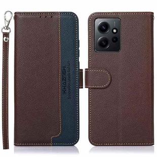 For Xiaomi Redmi Note 12 4G Global KHAZNEH Litchi Texture Leather RFID Phone Case(Brown)