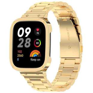 For Xiaomi Redmi Watch 3 / Mi Watch Lite 3 2 in 1 Three-bead Metal Watch Band with Watch Frame(Gold)