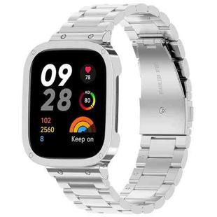 For Xiaomi Redmi Watch 3 / Mi Watch Lite 3 2 in 1 Three-bead Metal Watch Band with Watch Frame(Silver)