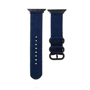 Black Buckle Canvas Watch Band For Apple Watch Ultra 49mm / Series 8&7 45mm / SE 2&6&SE&5&4 44mm / 3&2&1 42mm(Dark Blue)