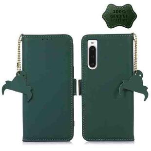 For Sony Xperia 10 V Genuine Leather Magnetic RFID Leather Phone Case(Green)