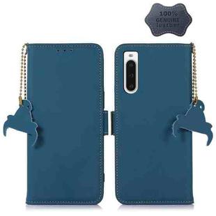 For Sony Xperia 10 V Genuine Leather Magnetic RFID Leather Phone Case(Blue)