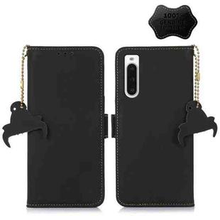 For Sony Xperia 10 V Genuine Leather Magnetic RFID Leather Phone Case(Black)